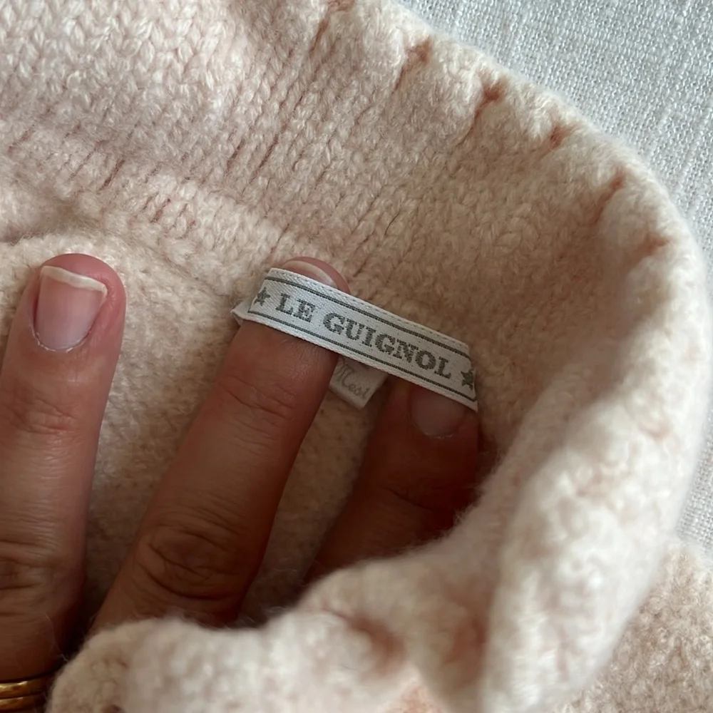 Le Guignol Baby Pink Knit Cardigan Sweater Double Breasted‎ 12M Peach - Picture 5 of 7